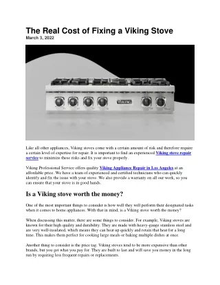 the real cost of fixing a viking stove march