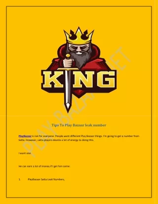 tips to play bazaar leak number