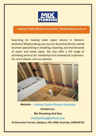 Leaking Toilets Western Australia | Mixplumbing.com.au
