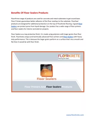 benefits of floor sealers products