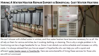 Hiring A Water Heater Repair Expert is Beneficial- Just Water Heaters