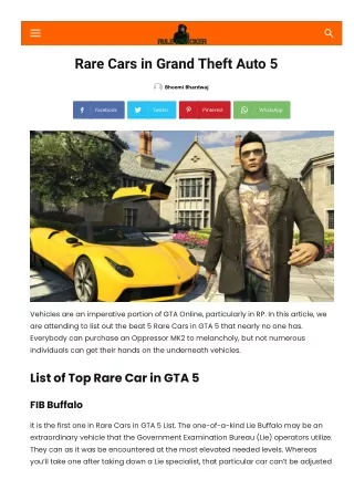 Rare Cars in Grand Theft Auto 5