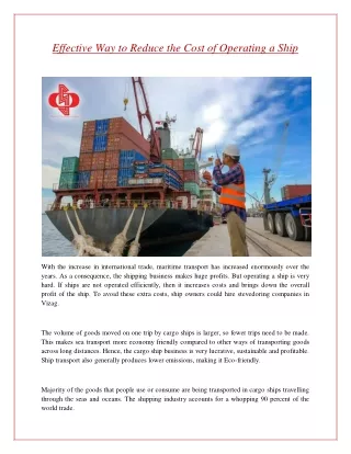 effective way to reduce the cost of operating
