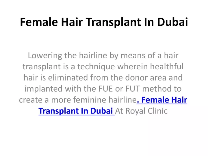 female hair transplant in dubai