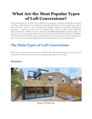 what are the most popular types of loft