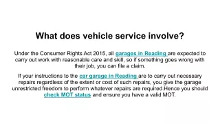 what does vehicle service involve