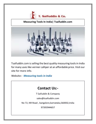 Measuring Tools In India| Tsaifuddin.com