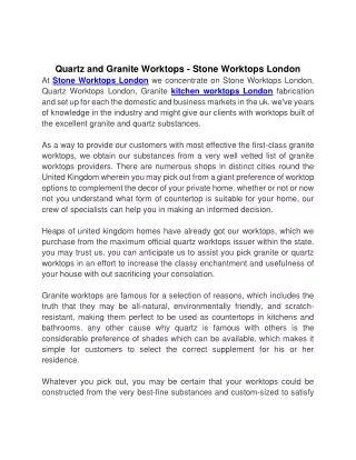 Quartz and Granite Worktops - Stone Worktops London