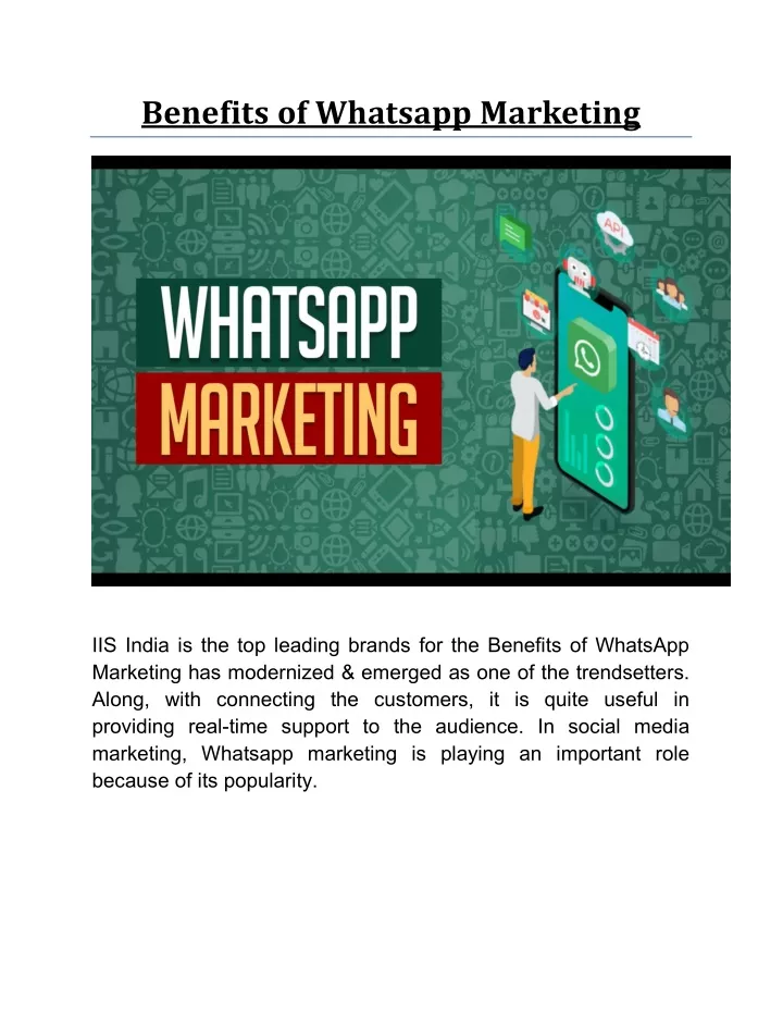 benefits of whatsapp marketing