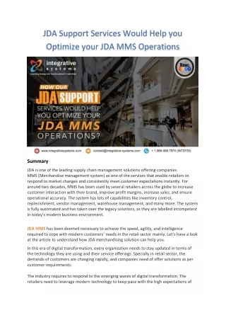 jda support services would help you optimize your