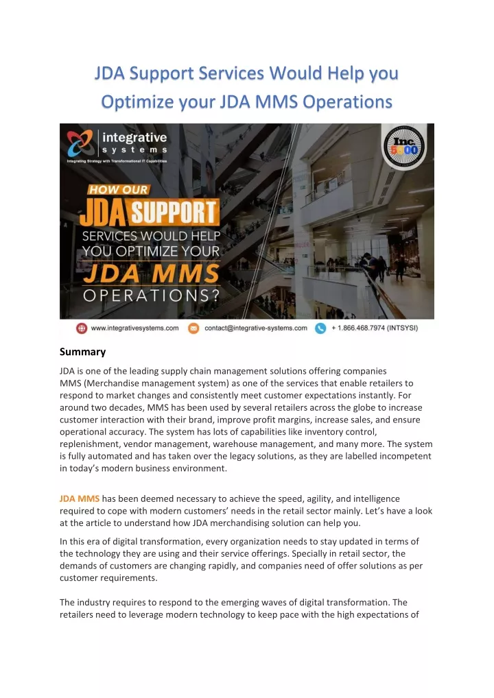 jda support services would help you optimize your