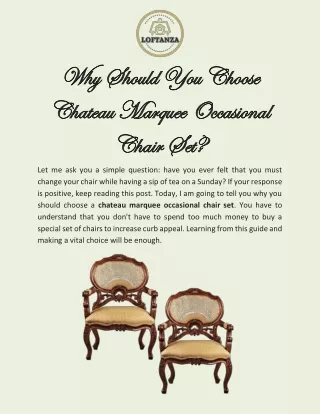 Buy Chateau Marquee Occasional Chair Set Online | Loftanza
