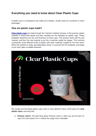 Everything you need to know about Clear Plastic Cups