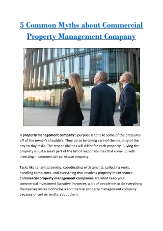 5 Common Myths about Commercial Property Management Company
