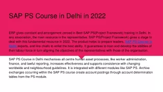 sap ps course in delhi in 2022