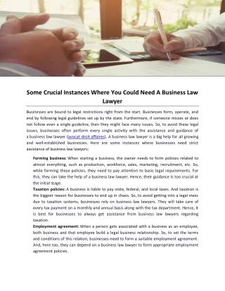 Some Crucial Instances Where You Could Need A Business Law Lawyer