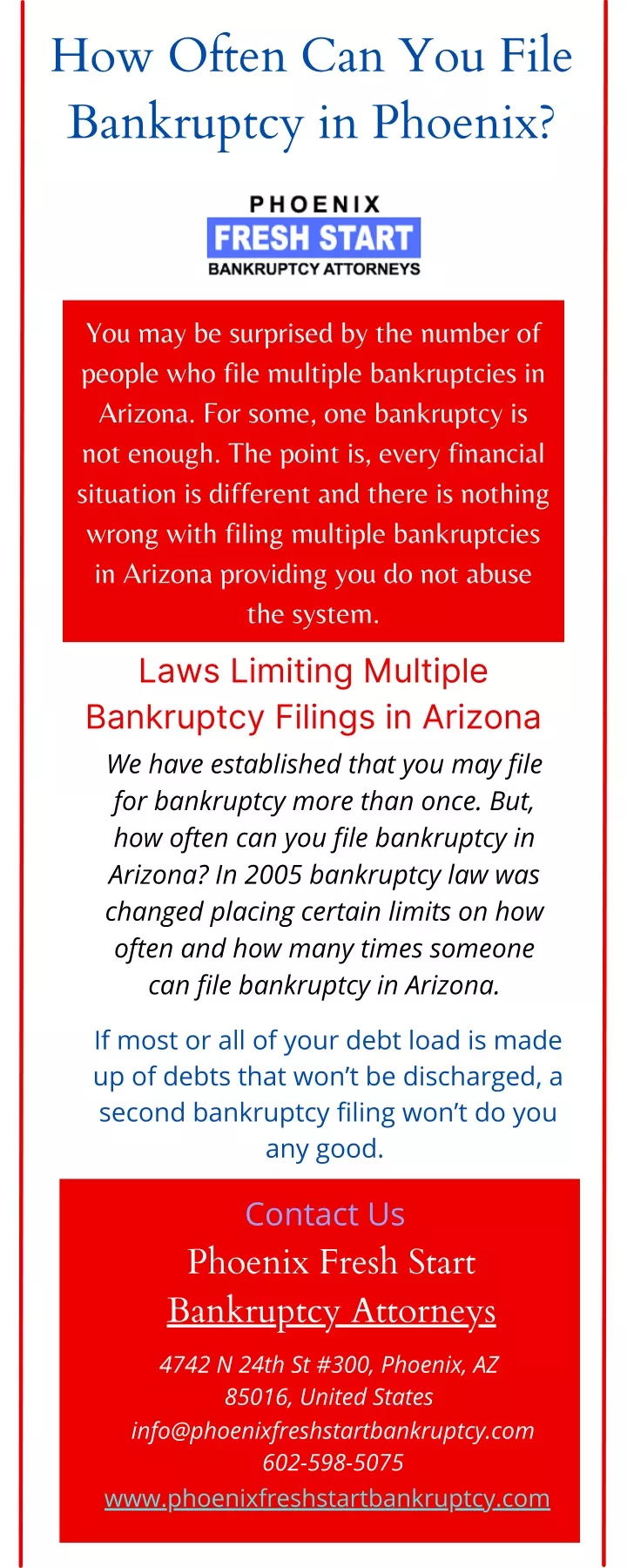 how often can you file bankruptcy in phoenix