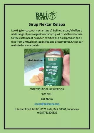 sirup nektar kelapa