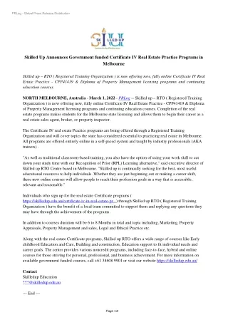 skilled-up announces government funded certificate real estate practice programs in melbourne