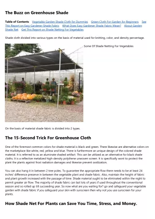 Indicators on Garden Shade Cloth You Should Know
