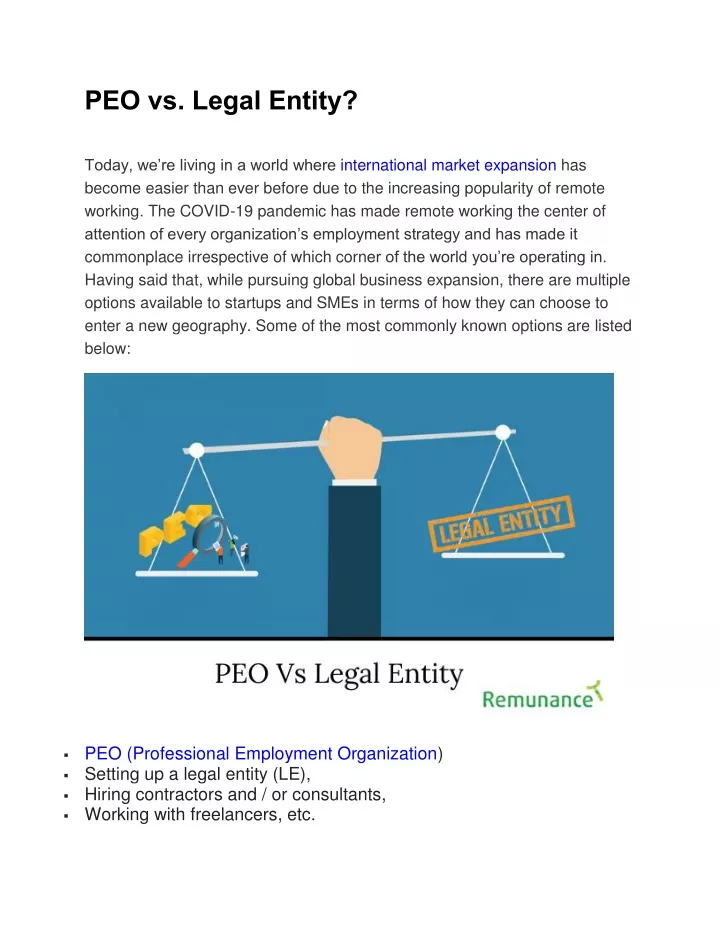 peo vs legal entity