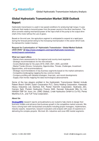 global hydrostatic transmission industry analysis