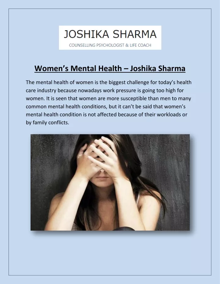 women s mental health joshika sharma