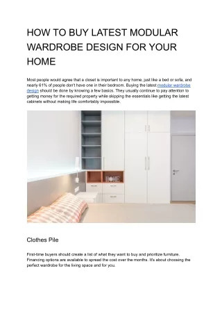 how to buy latest modular wardrobe design