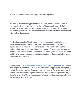 what is defi lending and borrowing platform