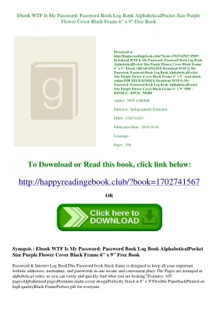 Ebook WTF Is My Password Password Book Log Book AlphabeticalPocket Size Purple F