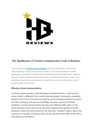 the significance of virtual communication tools