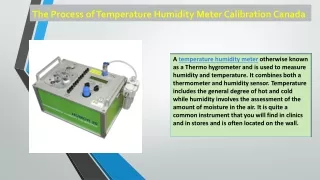 The Process of Temperature Humidity Meter Calibration Canada