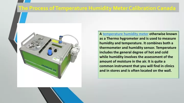 the process of temperature humidity meter calibration canada