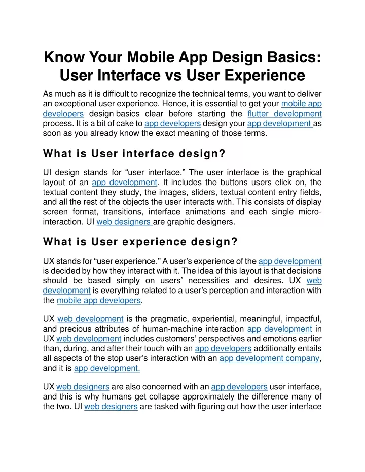 know your mobile app design basics user interface