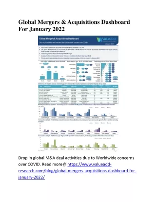 Global Mergers & Acquisitions Dashboard For January 2022