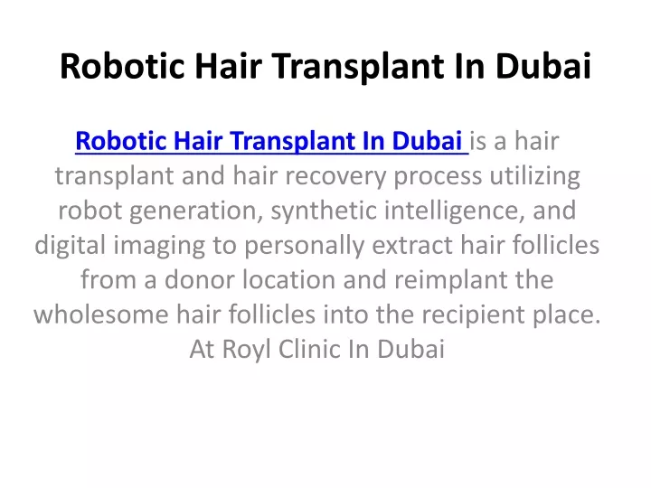 robotic hair transplant in dubai