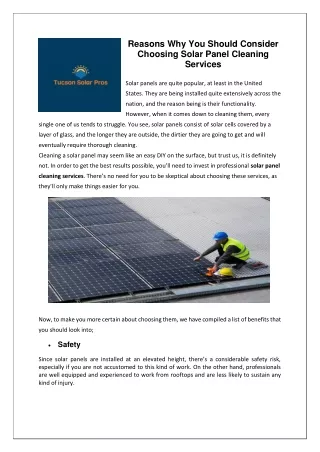 Solar Panel Maintenance Service in Tucson Arizona