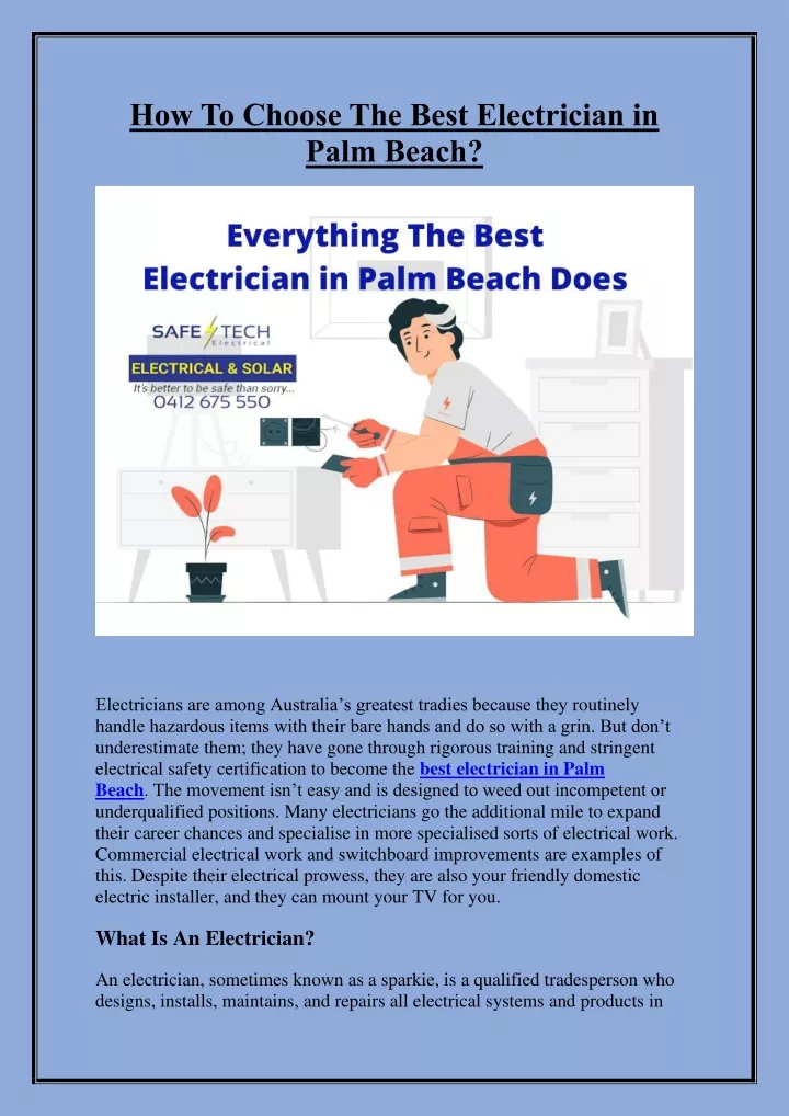 how to choose the best electrician in palm beach