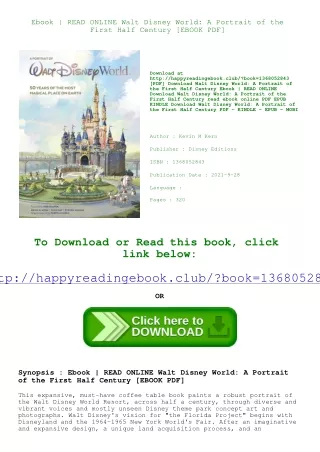 Ebook  READ ONLINE Walt Disney World A Portrait of the First Half Century [EBOOK