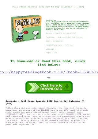 Full Pages Peanuts 2022 Day-to-Day Calendar [<DOWNLOAD*PDF>] [PDF]