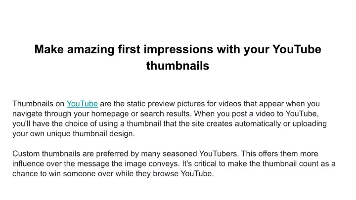 make amazing first impressions with your youtube