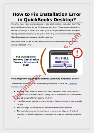 How to Fix QuickBooks Error During Installation?