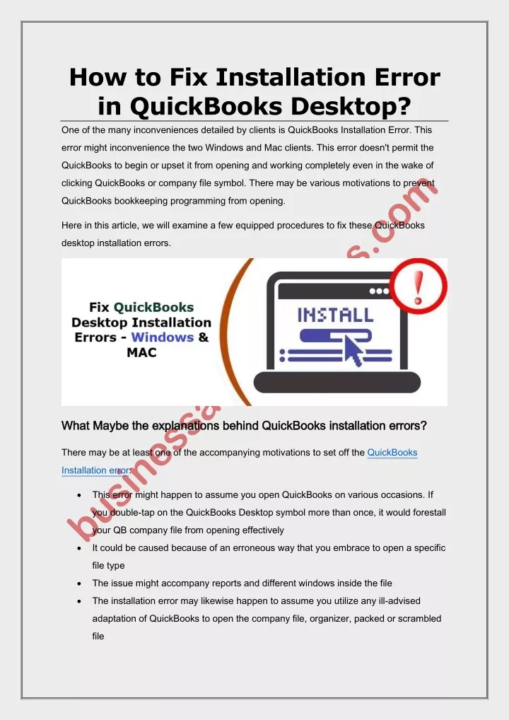 how to fix installation error in quickbooks