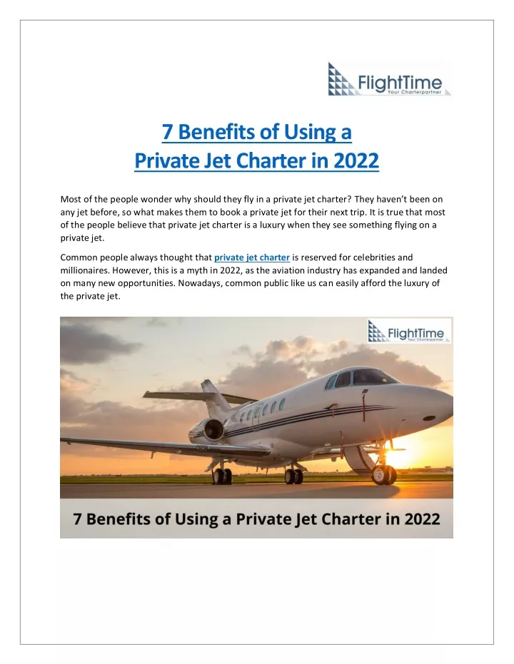 7 benefits of using a private jet charter in 2022