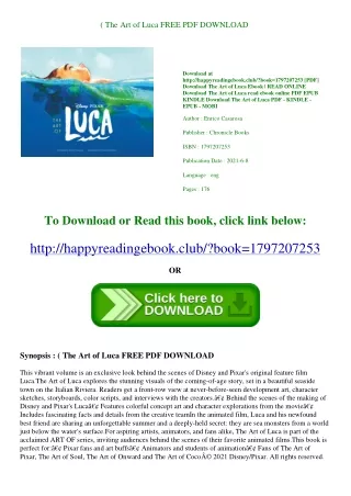 (<B.O.O.K.$> The Art of Luca FREE PDF DOWNLOAD