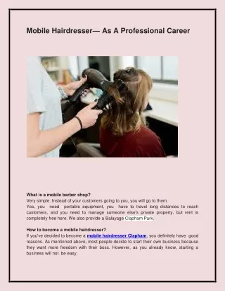 mobile hairdresser as a professional career