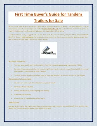 first time buyer s guide for tandem trailers