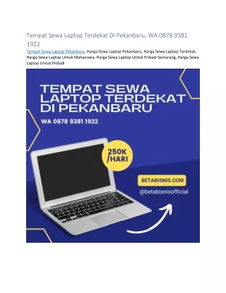 Tempat Sewa Laptop Terdekat Di Pekanbaru, WA 0878 9381 1922