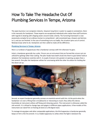 How To Take The Headache Out Of Plumbing Services In Tempe