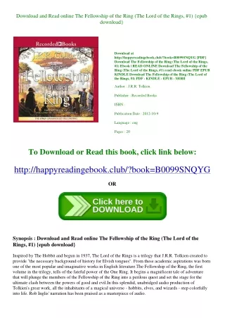 Download and Read online The Fellowship of the Ring (The Lord of the Rings  #1)